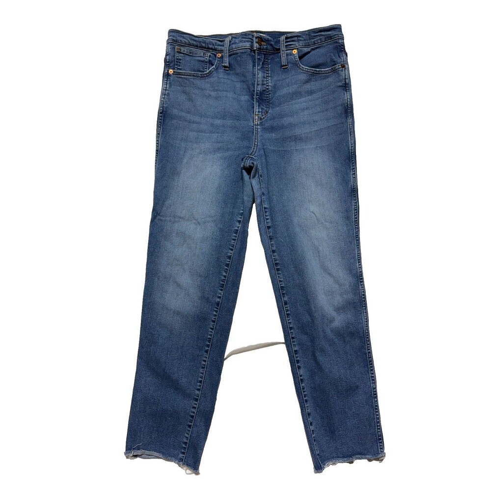 Madewell Stovepipe Jeans Womens 31 Tall High Rise Slim Straight Raw Hem Denim